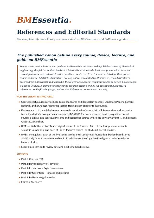 Page 1 of the BMEssentia Reference Book: References and Editorial Standards