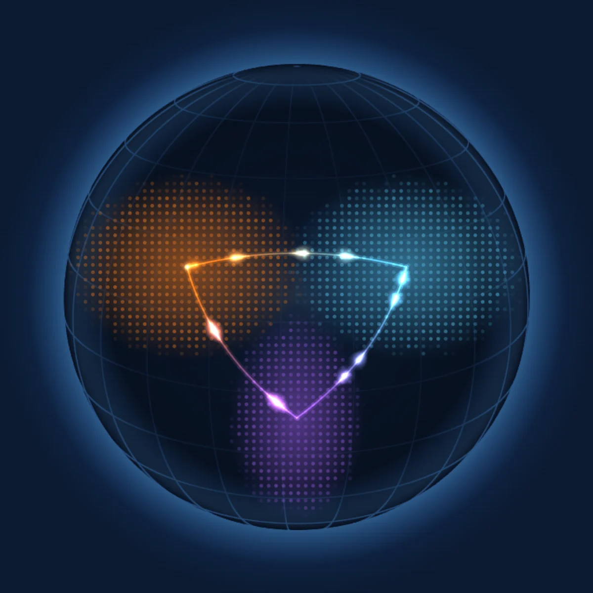 The BMEssentia globe: Medical City, The Platform and The App as three lit regions joined by lines.