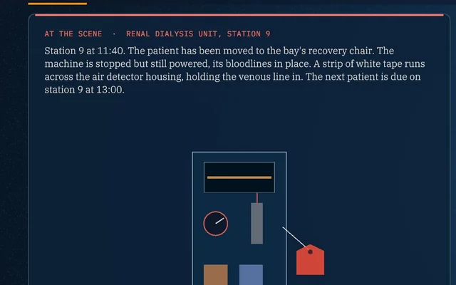 Patient Safety Investigator, a screen from the Medical City simulation