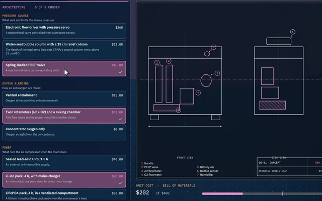 Biomedical Engineering Design Studio, a screen from the Medical City simulation